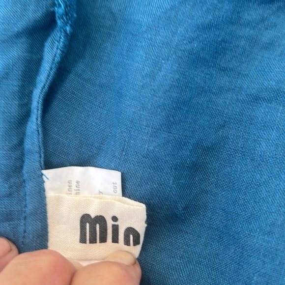 MiniBee embroidered floral linen/cotton blend pretty colors raw linen look sz L - Picture 8 of 9